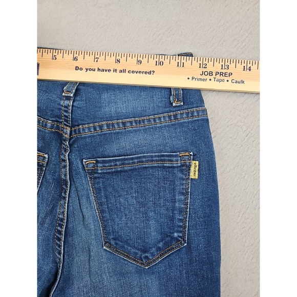 Vibrant Miu Jeans Women's Size 3 23x33 Blue Bell Bottoms Destressed High-Rise - Picture 7 of 8